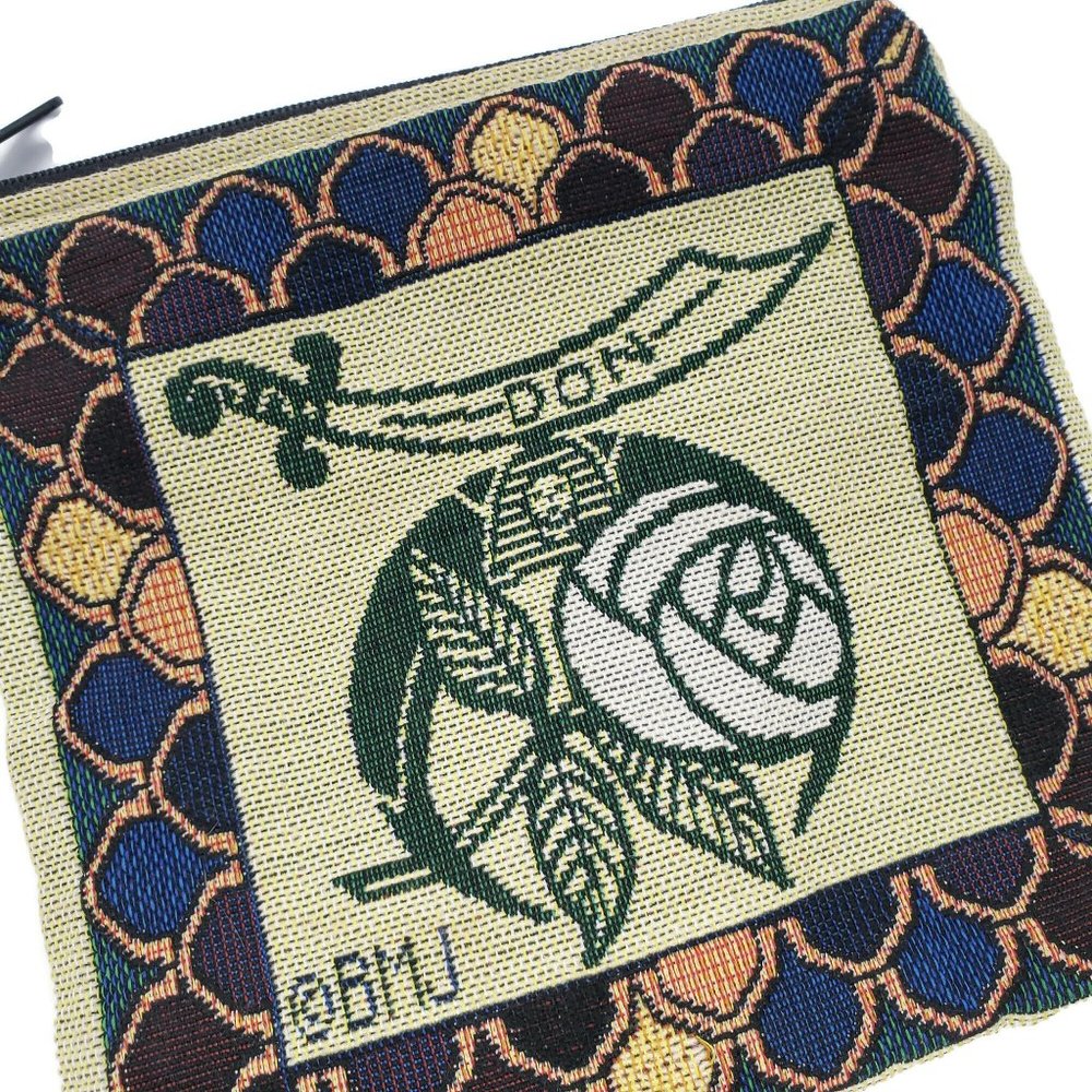 Shriners Tapestry Bag Zip Pouch Scimitar Rose 8in